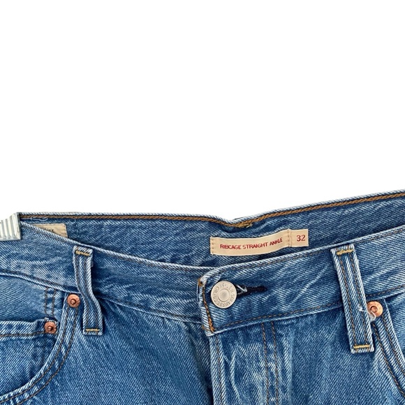 Levi’s Ribcage Straight Ankle Button Fly High Rise Light Wash Jeans Womens 32 - Picture 3 of 6